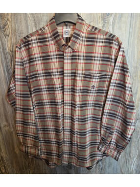 Cinch Western Shirt Long Sleeve Size Large Red & Brown Plaid Button Ranch Rodeo